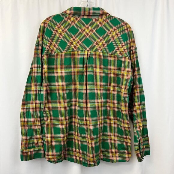 Staccato Button Up Collared Women’s Multicolor Plaid Long Sleeved Top Size L - Picture 7 of 9